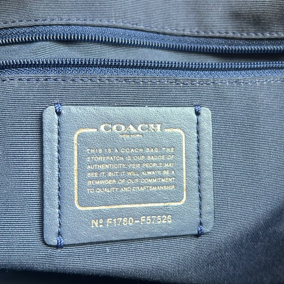 Coach Ava Crossgrain Leather Tote Navy GUC F57526 - Picture 6 of 10